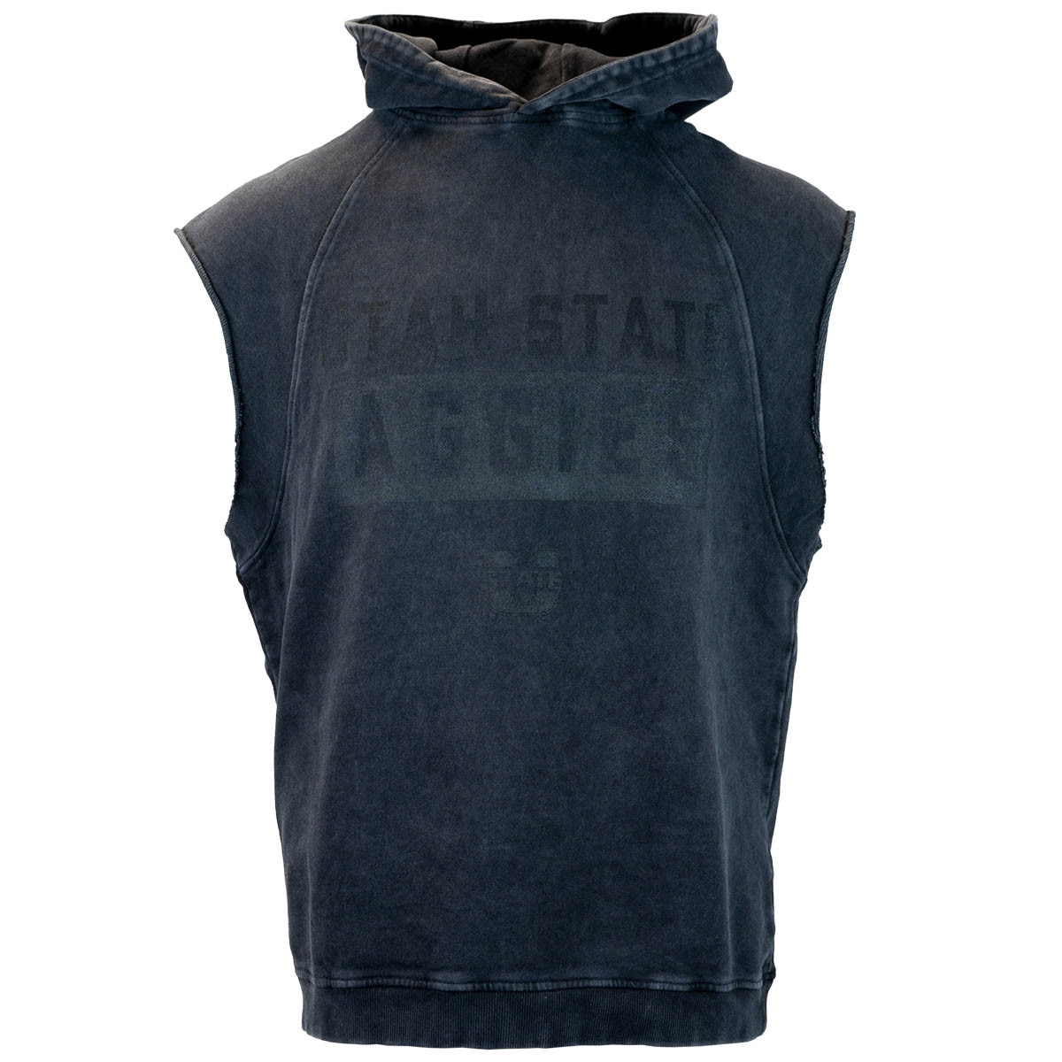 Utah state aggies washed black sleeveless hooded sweateshirt